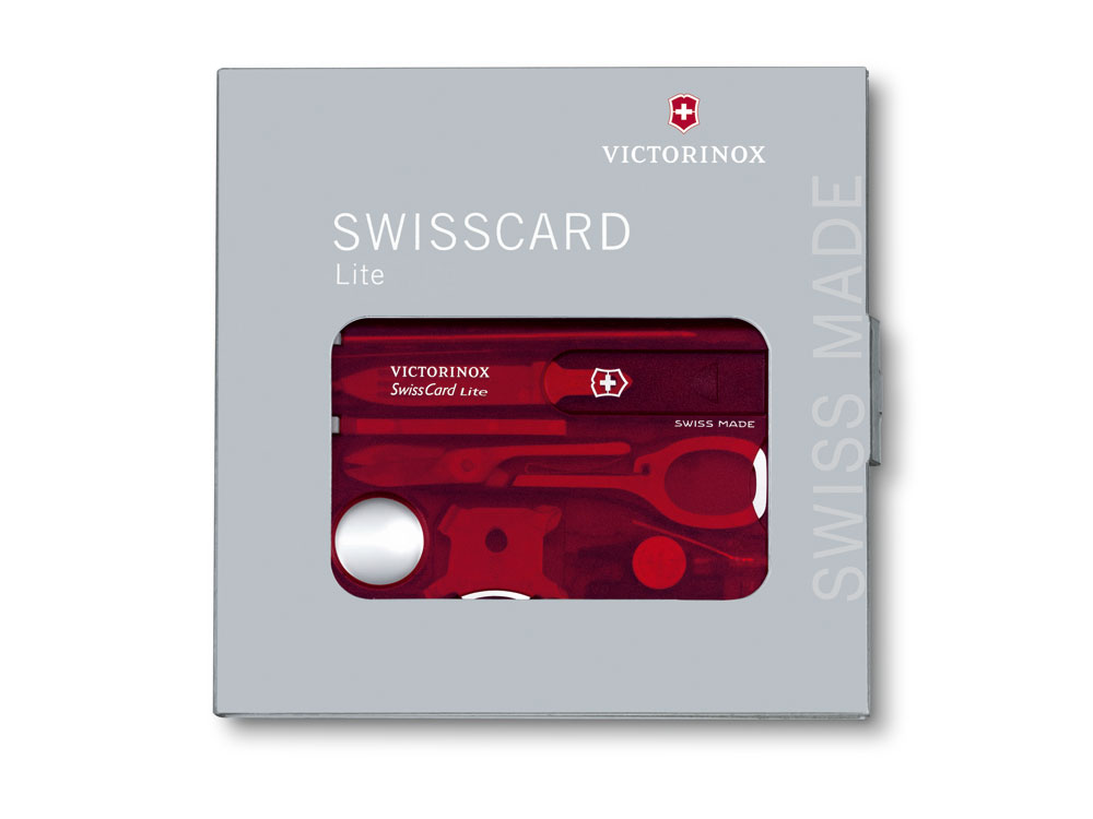 Швейцарская карточка VICTORINOX SwissCard Lite, 13 функций, полупрозрачная красная-2