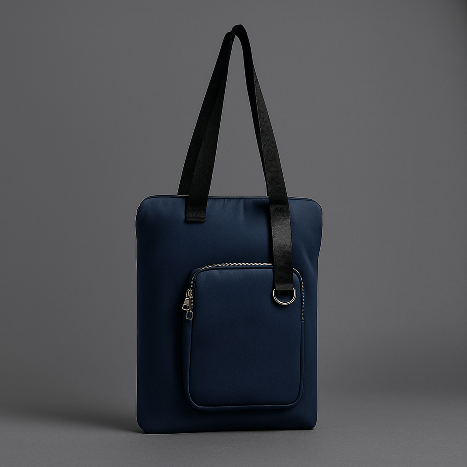 Шоппер Superbag Pocket, с внутренним креплением (карабин) и чехлом для мелочей (темно-синий с черным)-6