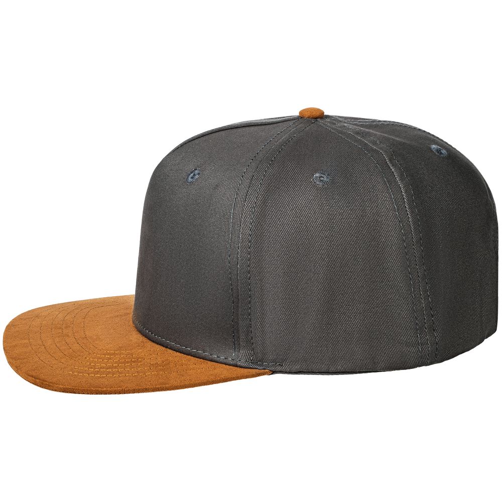 Бейсболка Foreside с прямым козырьком, серая с коричневым-1