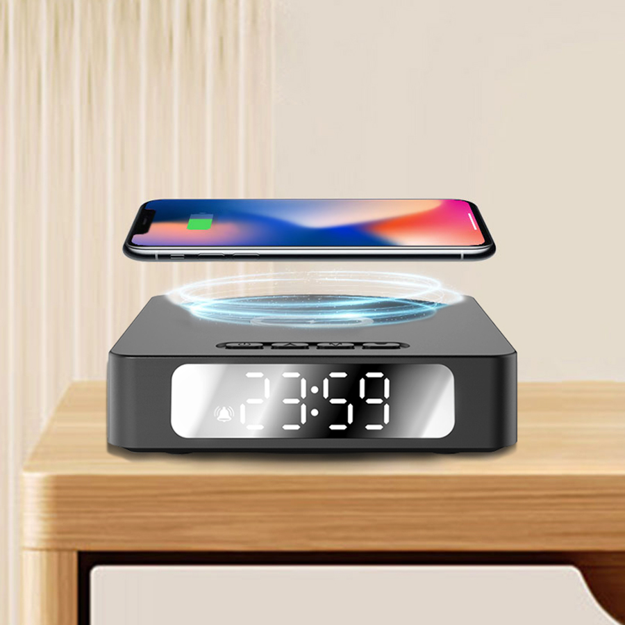 Часы с беспроводной зарядкой Raven 3в1, Черный-1