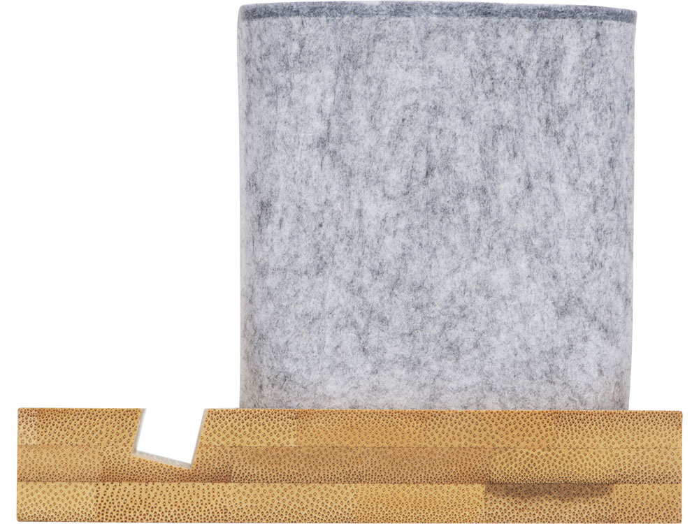 Подставка для ручек и телефона из бамбука Takeshi, серый-3