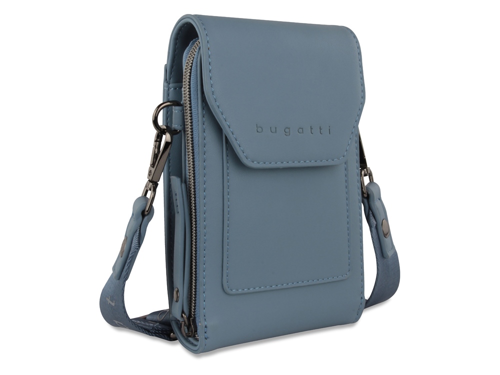 Сумка наплечная BUGATTI Almata, голубая, полиуретан, 11х4х19 см-0