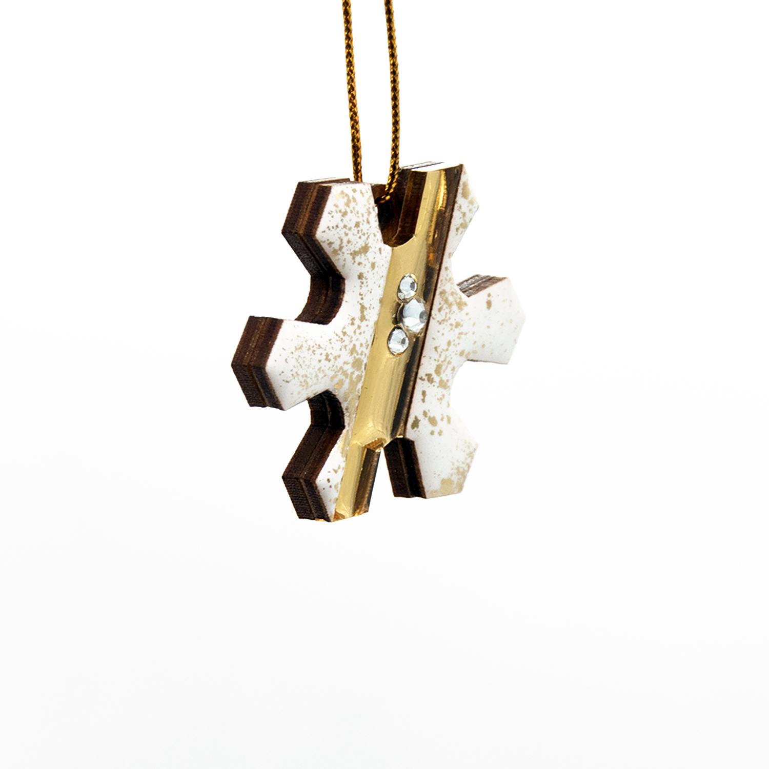 Ёлочная игрушка Снежинка (белый с золотым )-2