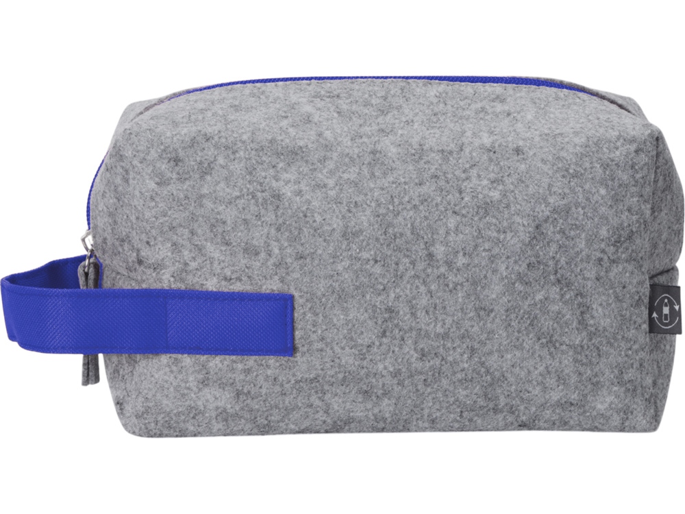 Косметичка из РПЕТ фетра с ручкой Felt, серый с синим-4