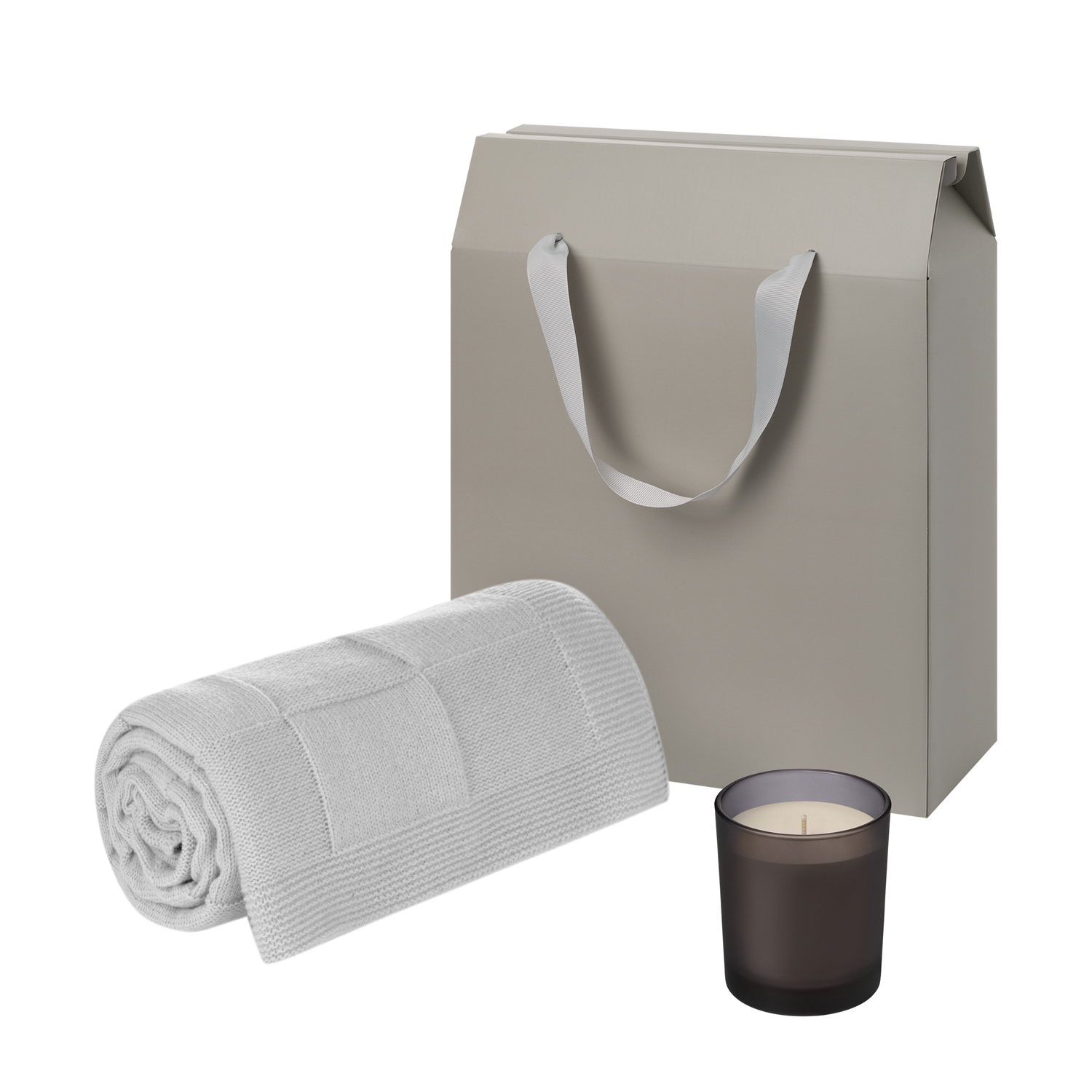 Подарочный набор Энигма (Enigmа), Селла Софт (Cella Soft), серый (свеча, плед)-0