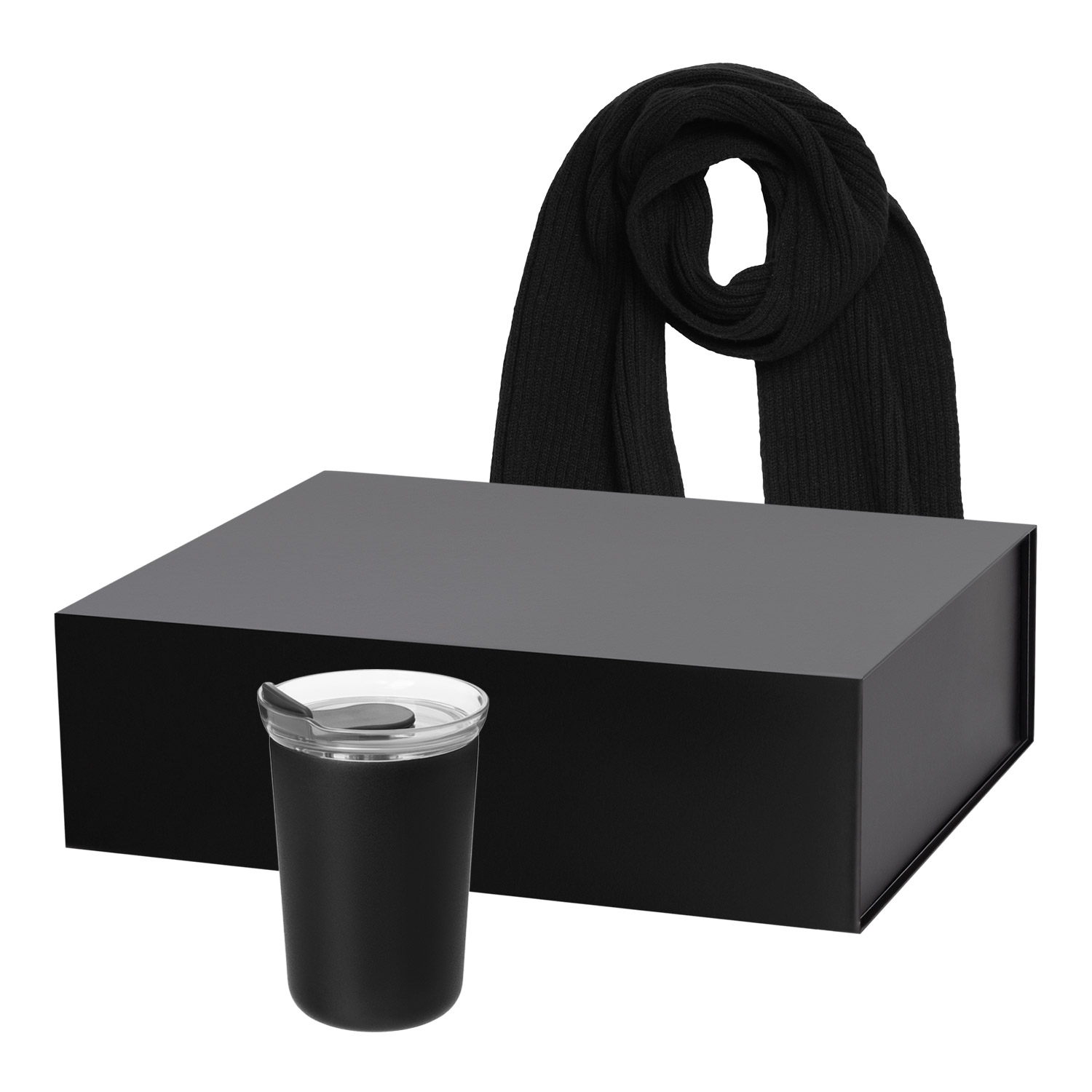 Подарочный набор Strada, Forges, черный (термокружка, шарф)-0