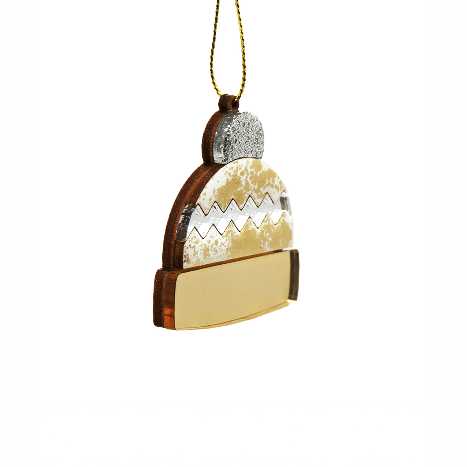 Ёлочная игрушка Шапочка (белый с золотым )-2