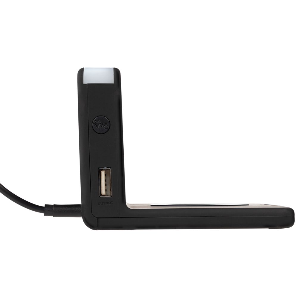 Часы настольные с беспроводным зарядным устройством Pitstop, черные-3