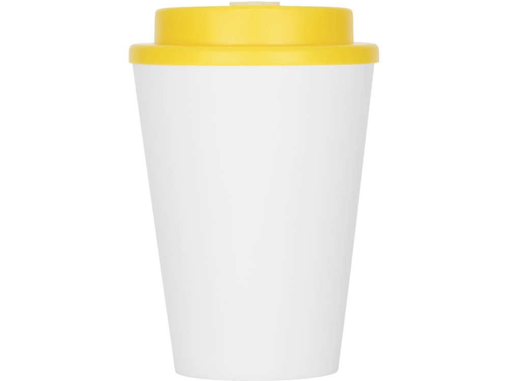 Пластиковый стакан Take away с двойными стенками и крышкой с силиконовым клапаном, 350 мл, белый/желтый-3