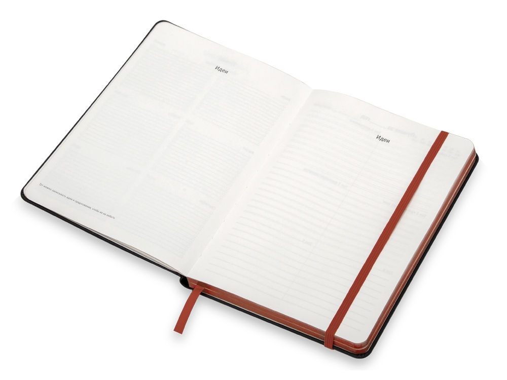 Бизнес блокнот Bossy с цветным срезом, твердая обложка, 128 листов, черный и красный-5