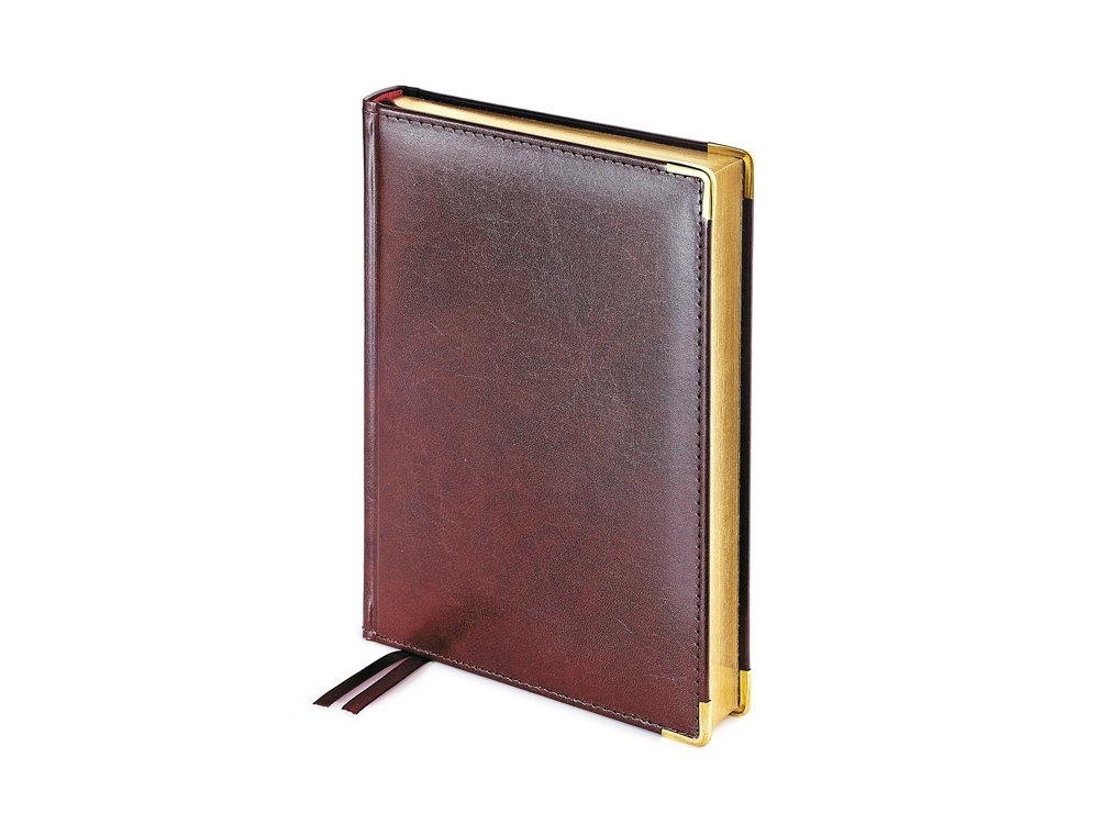 Ежедневник А5 полудатированный Imperium, коричневый (уголки и срез золото)-0