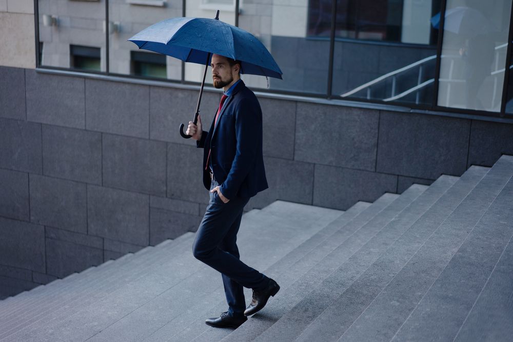 Зонт-трость Magic с проявляющимся цветочным рисунком, темно-синий-4