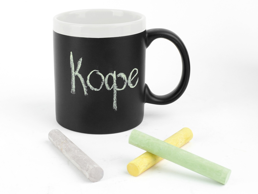 Кружка с покрытием для рисования мелом Да Винчи, черный/белый-1