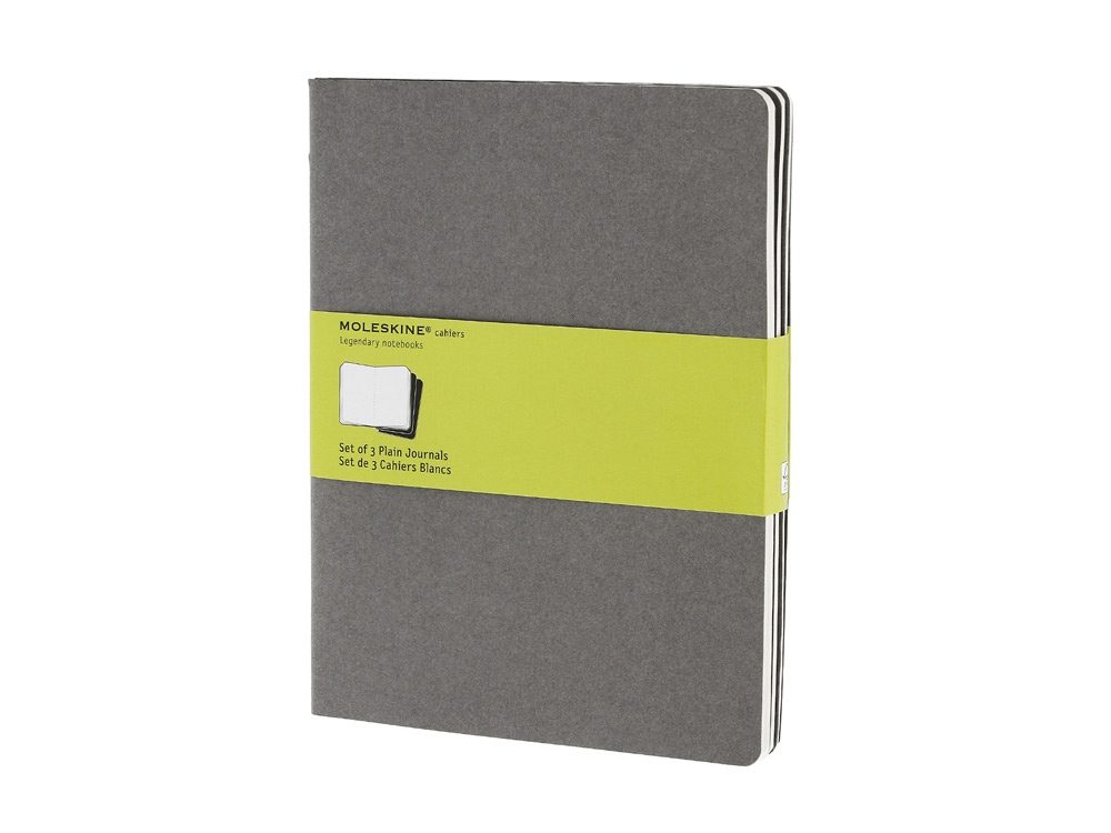 Записная книжка Moleskine Cahier (нелинованный, 3 шт.), ХLarge (19х25см), серый-0