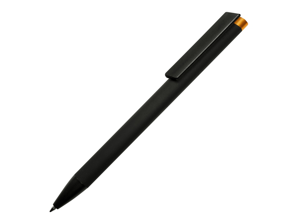 Ручка металлическая шариковая Taper Metal софт-тач с цветным зеркальным слоем, черный с оранжевым-1