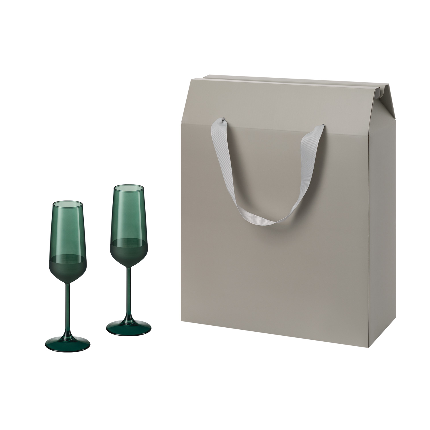 Подарочный набор 2 бокала для шампанского Эмеральд (Emerald) в большом подарочном пакете-0