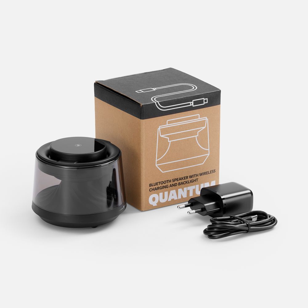Bluetooth-колонка с подсветкой и беспроводной зарядкой Quantium, черная-2
