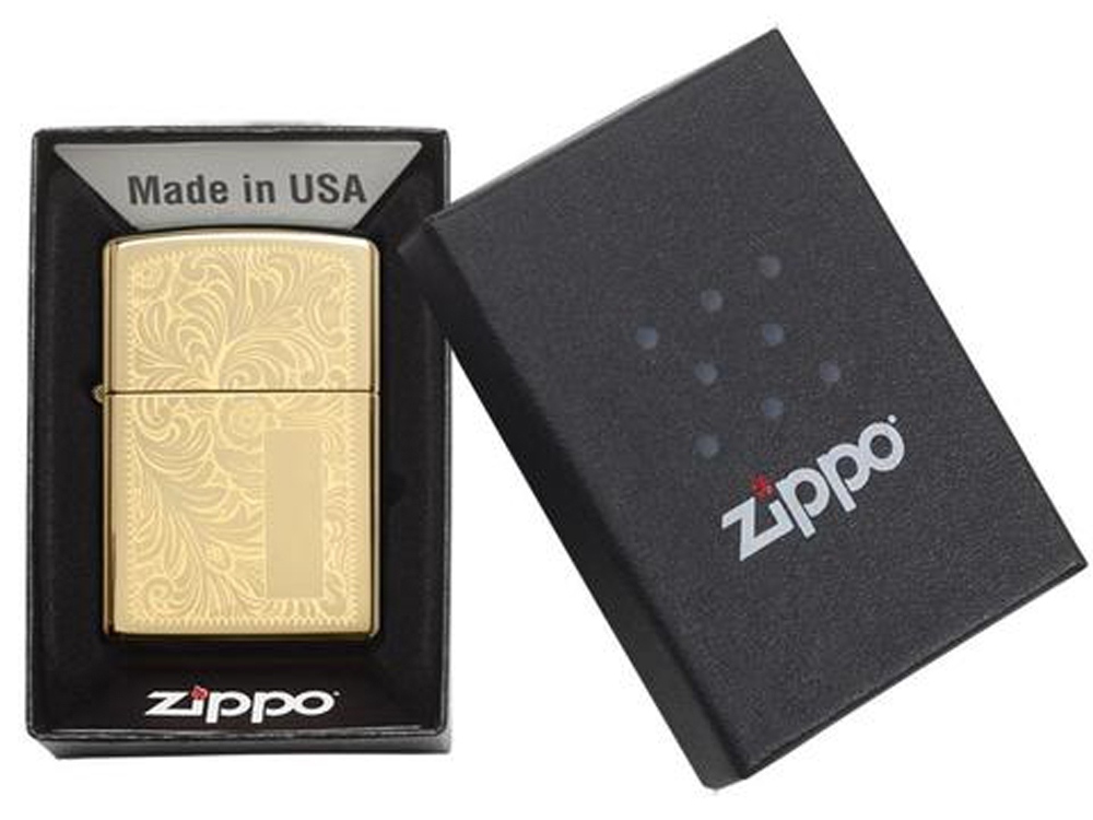 Зажигалка ZIPPO Venetian с покрытием High Polish Brass, латунь/сталь, золотистая, 38x13x57 мм-3