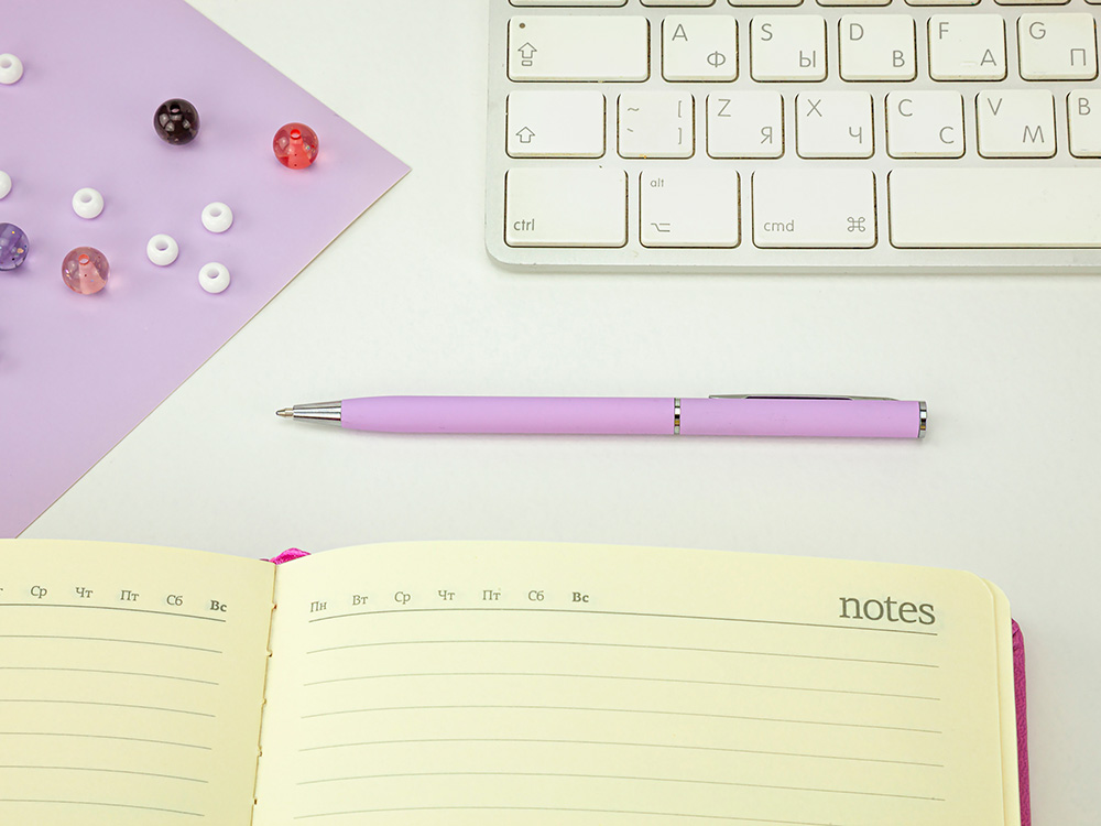 Ручка шариковая автоматическая BrunoVisconti® PALERMO цвет корпуса сиреневый, soft-touch, 0.7 мм-6