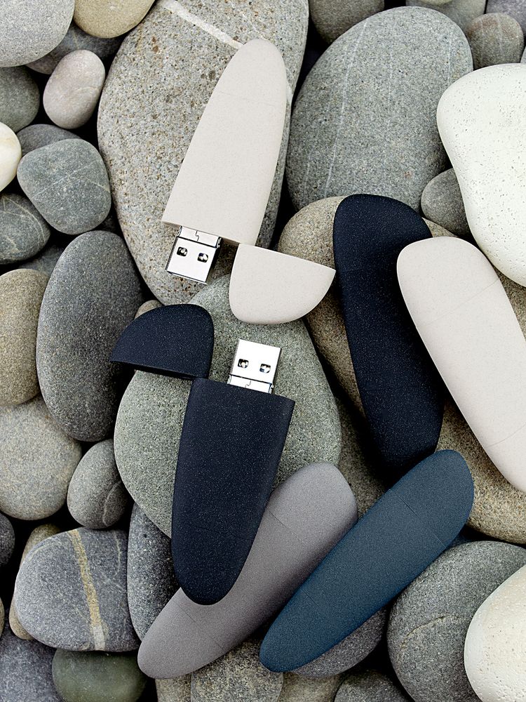 Флешка Pebble Universal, USB 3.0, серо-синяя, 32 Гб-5