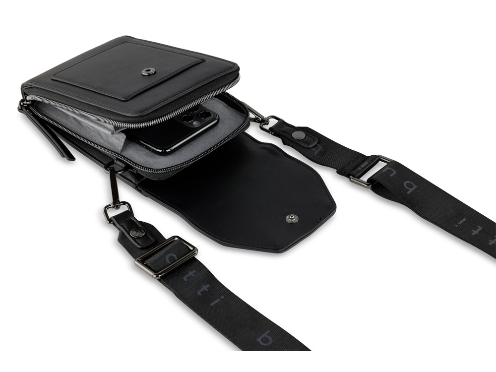 Сумка наплечная BUGATTI Almata, чёрная, полиуретан, 11х4х19 см-8