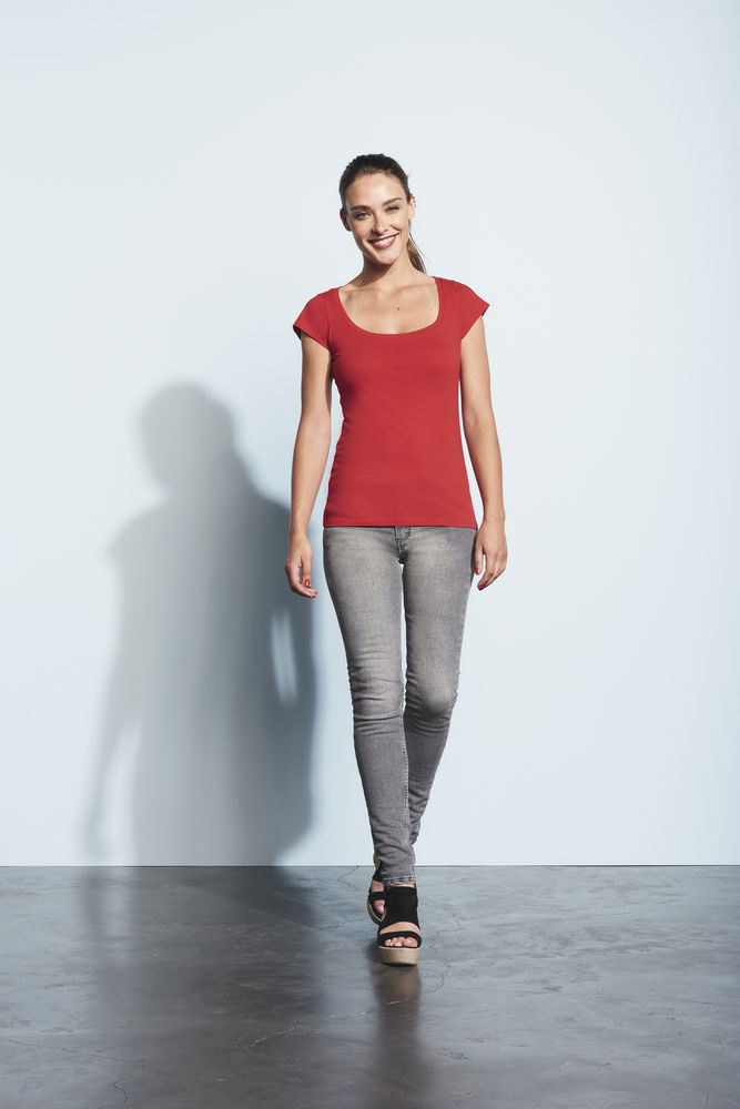 Футболка женская Melrose 150 с глубоким вырезом, красная-4