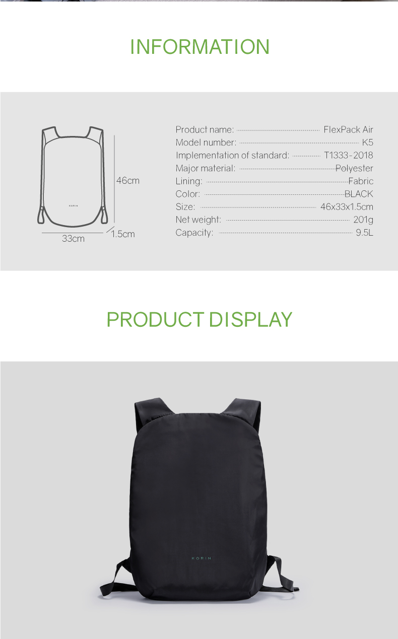 Рюкзак FlexPack Air 46х33х8 см, черный-28