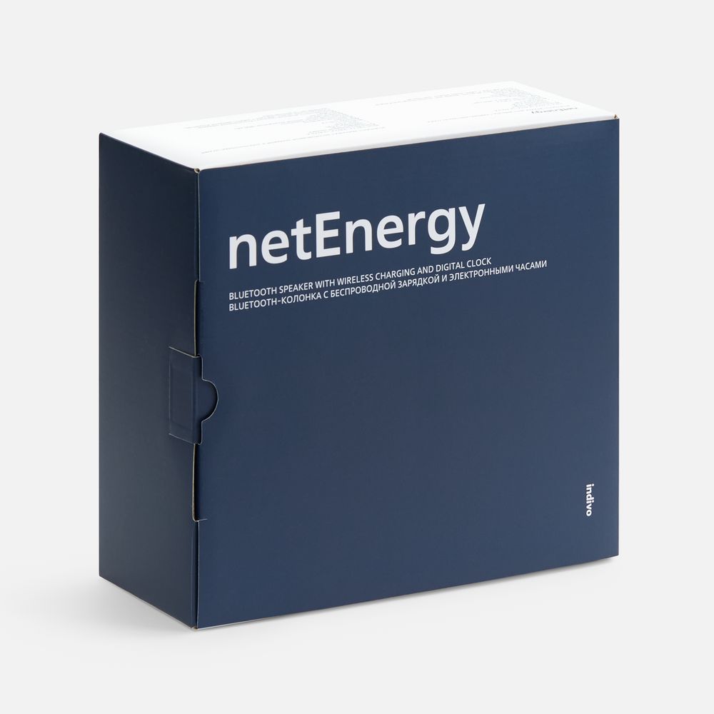 Bluetooth-колонка с беспроводной зарядкой и часами netEnergy, серая-7