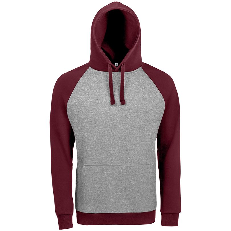 Толстовка унисекс Seattle, серый меланж с бордовым-1