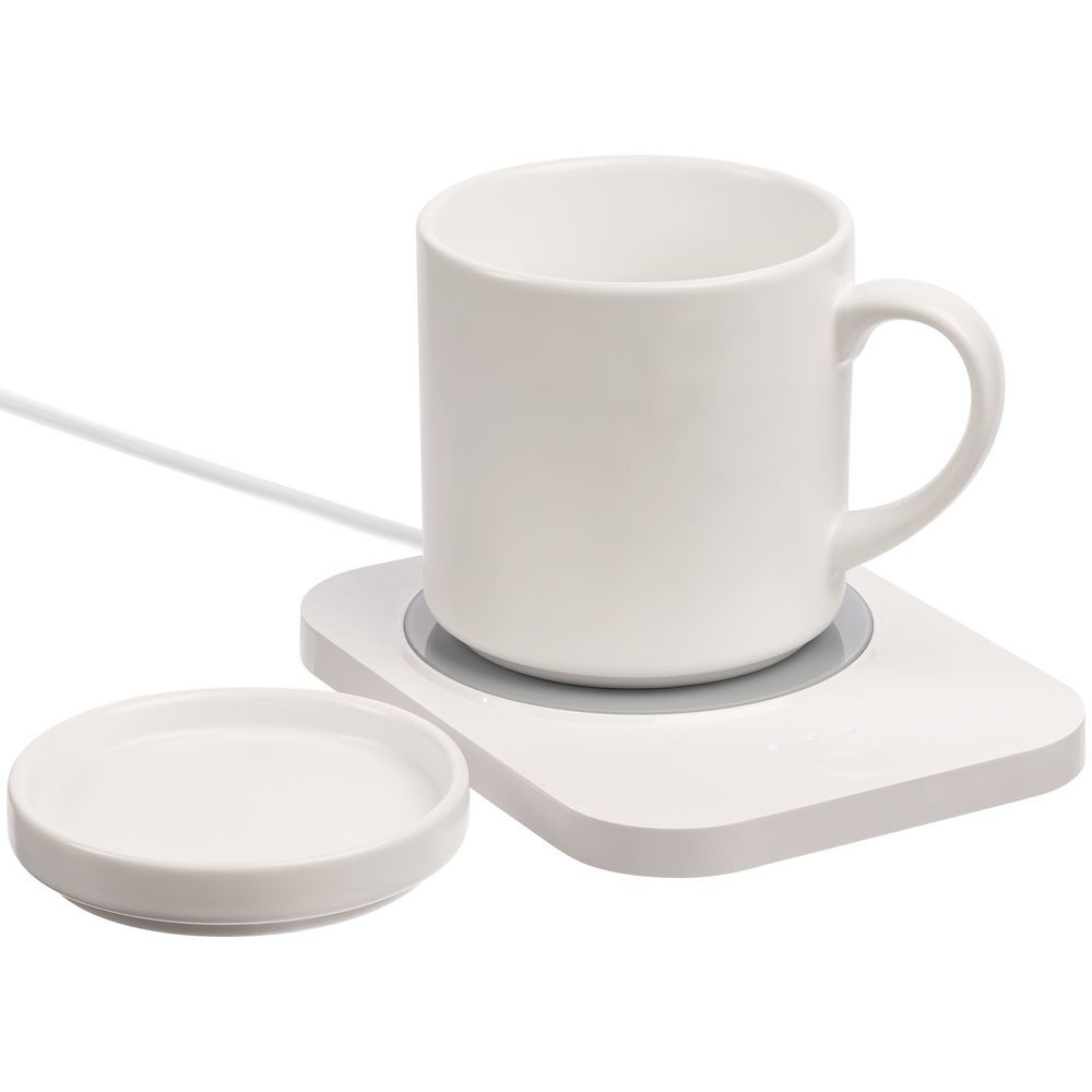 Кружка с подогревом и беспроводной зарядкой dualBase plus, белая-2