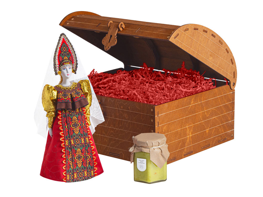 Подарочный набор: кукла фарфоровая, крем-мед, красный-2