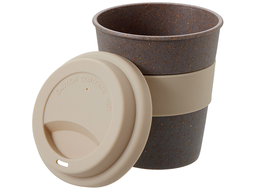 Стакан с силиконовой крышкой Cafe, beige-2