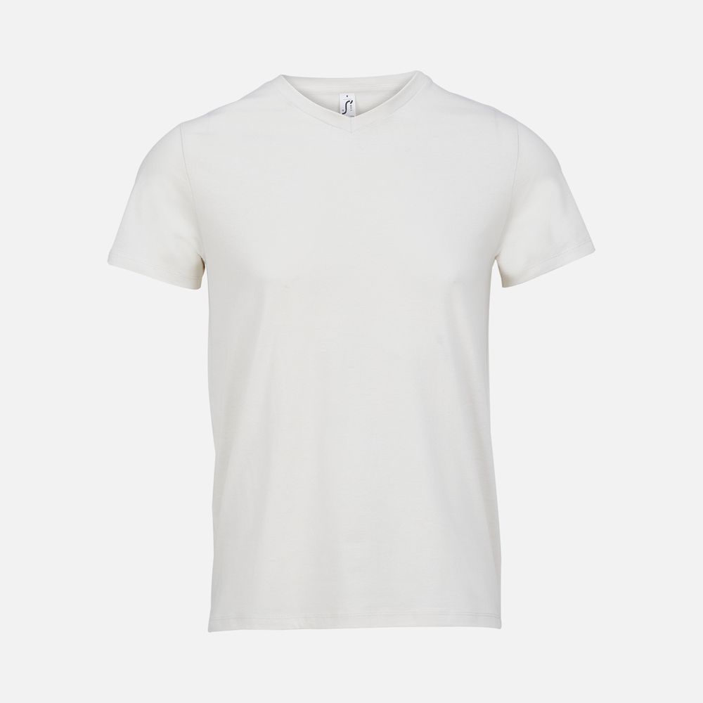 Футболка унисекс Regent с V-образным вырезом, молочно-белая-0