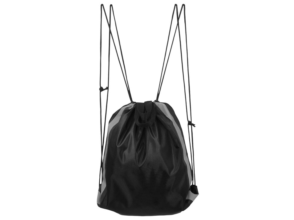 Рюкзак-мешок Savy со светоотражающими полосами по бокам, черный-2