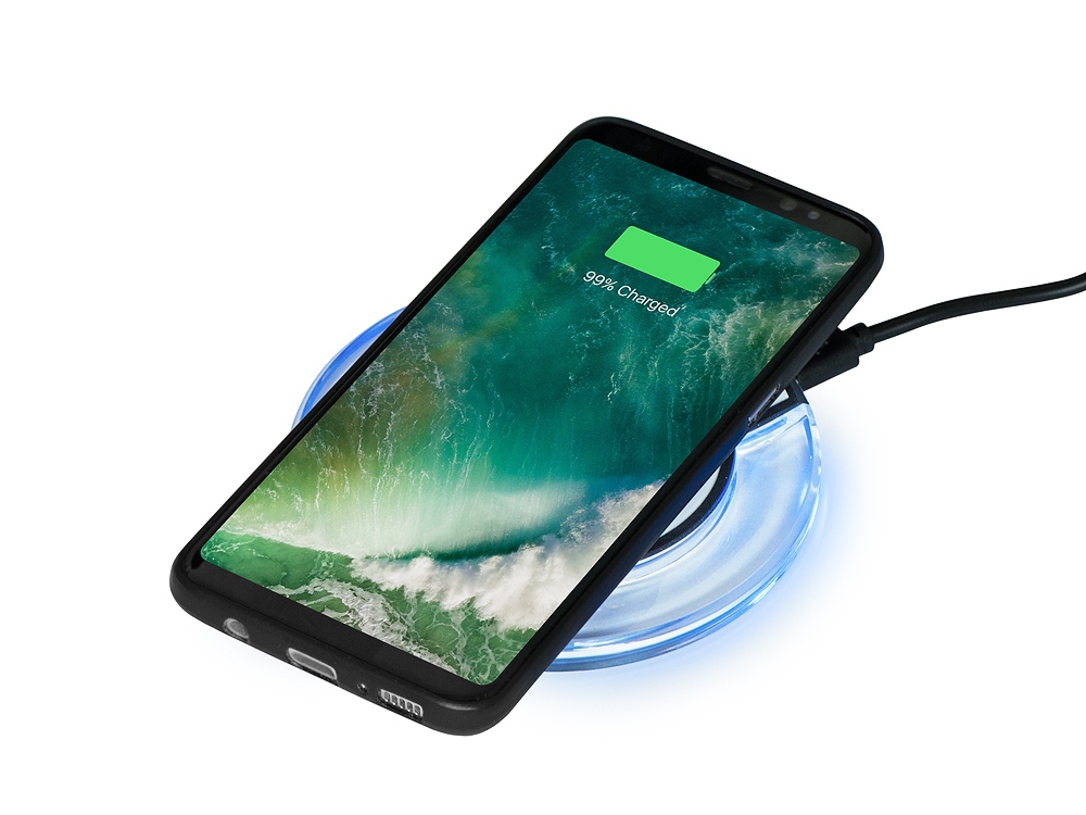 Беспроводная зарядка Pod со светодиодной подсветкой, белый-1