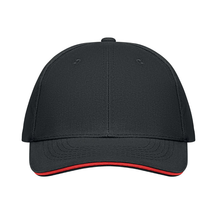 6 panel baseball cap, черный-3