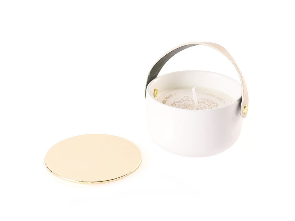 Свеча Valerie Concept с крышкой CNDL 5 GRN, белый/бежевый/зеленый-0