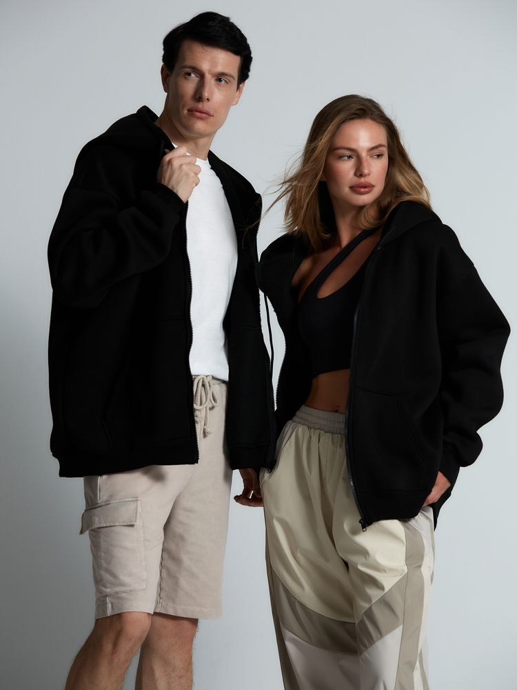 Толстовка унисекс оверсайз Zippy, черная-6