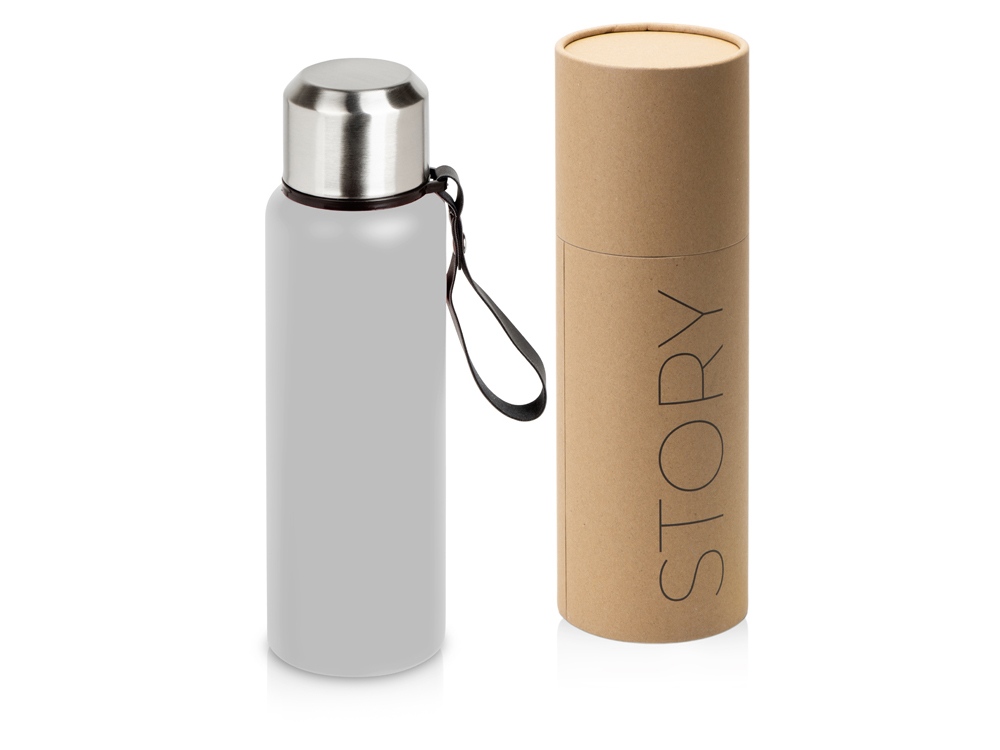 Вакуумный термос Story, тубус, средне-серый-0