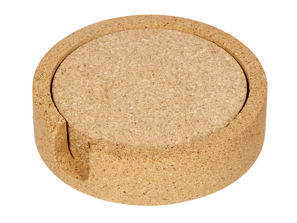 Набор костеров из пробки на подставке из пробки Krock-1