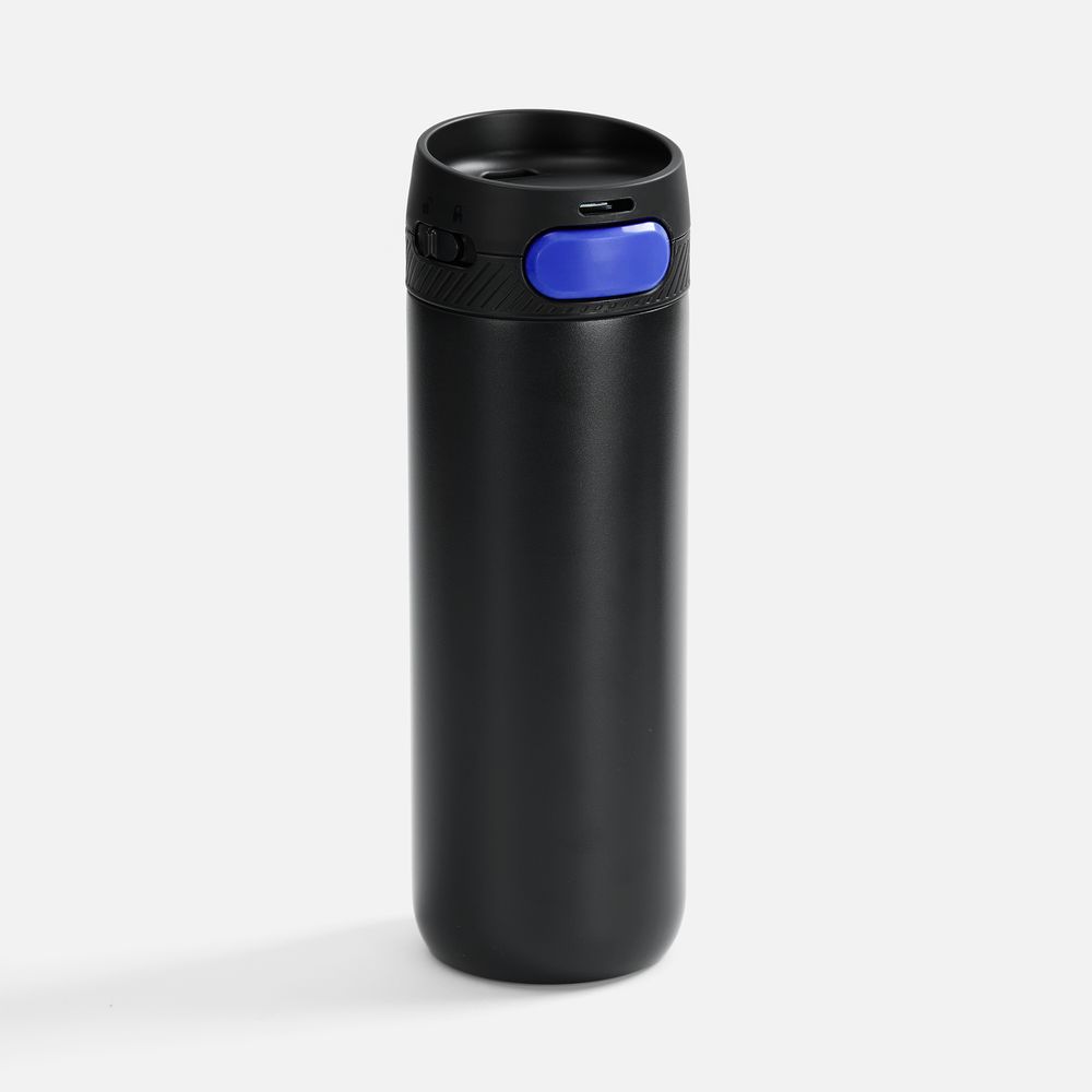 Термостакан X1 с цветной кнопкой, черный с синим-1