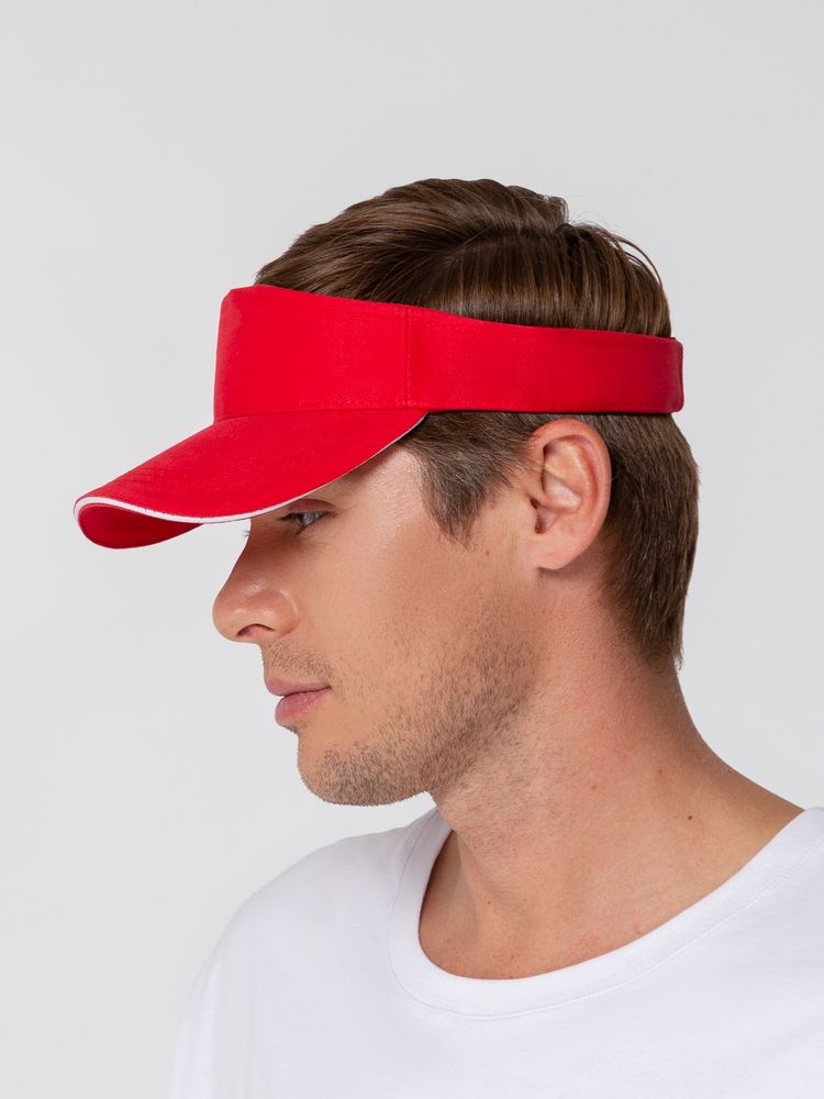 Козырек Active, красный с белым кантом-3