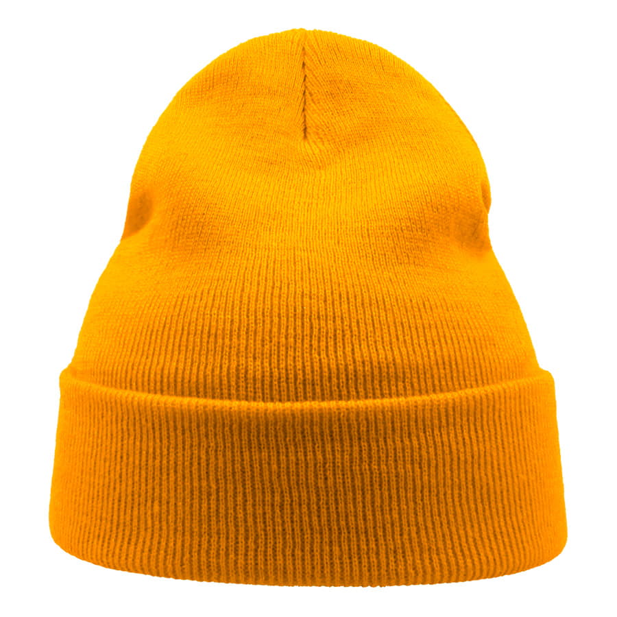 Шапка вязаная  двойная WIND с отворотом, желтый-1