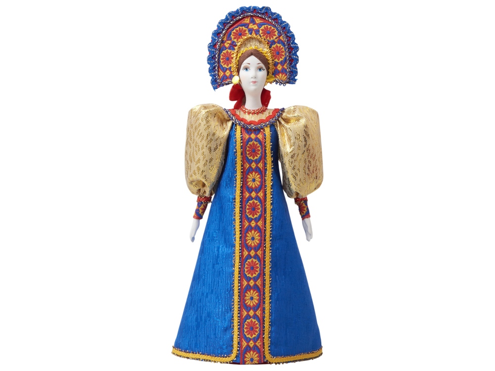 Подарочный набор: кукла фарфоровая, чай Малина с мятой, синий-25