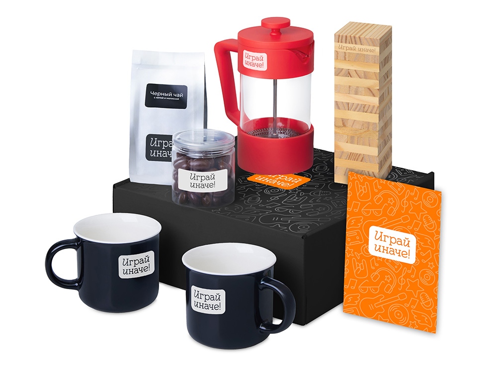 Подарочный набор Re:y. Together  с френчпрессом, кружками и дженгой-0