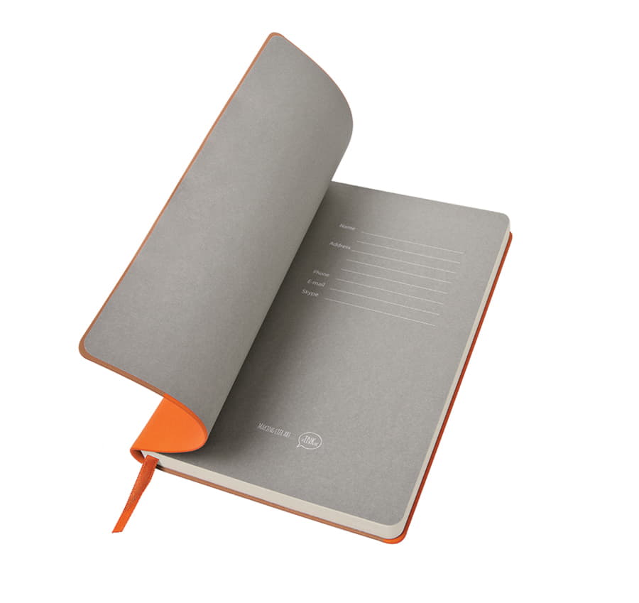 Бизнес-блокнот FUNKY, формат A5, в линейку, оранжевый, серый-3