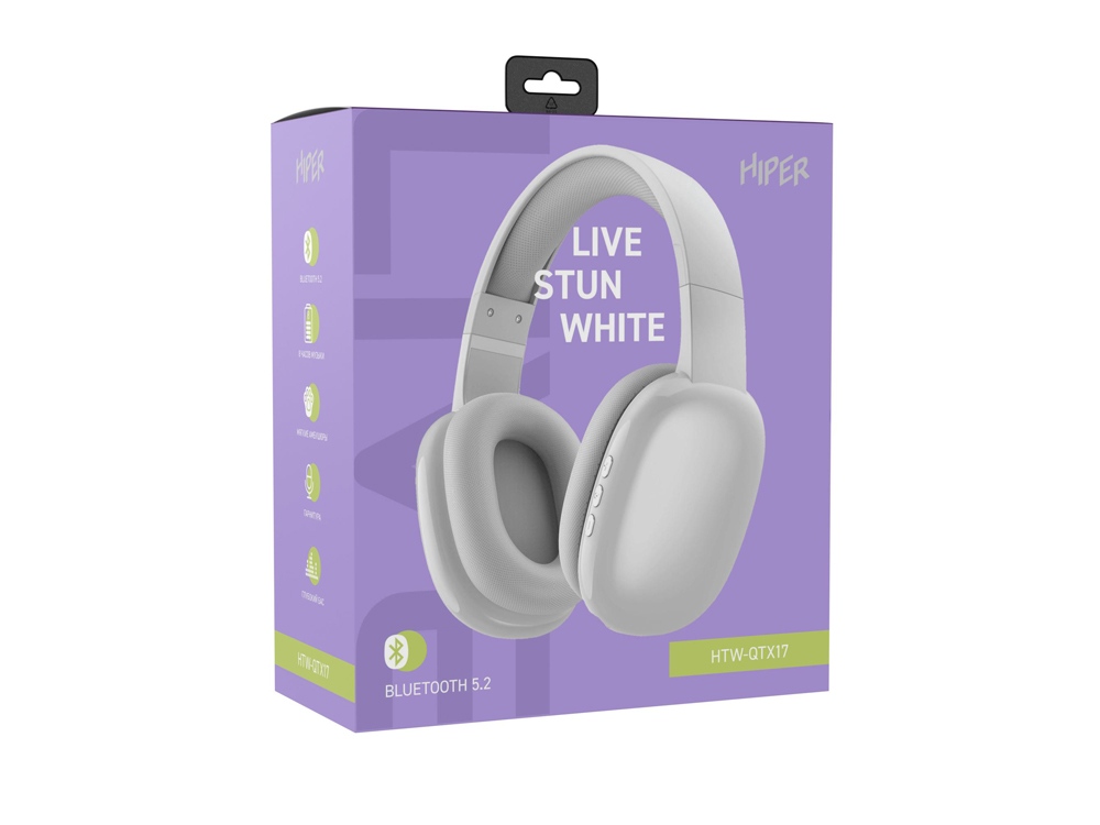 HIPER Наушники накладные Bluetooth HIPER LIVE STUN HTW-QTX17-8