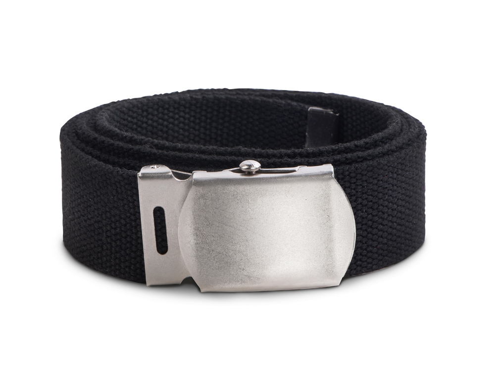 Ремень на пояс Canvas из ткани с металлической пряжкой, черный-0