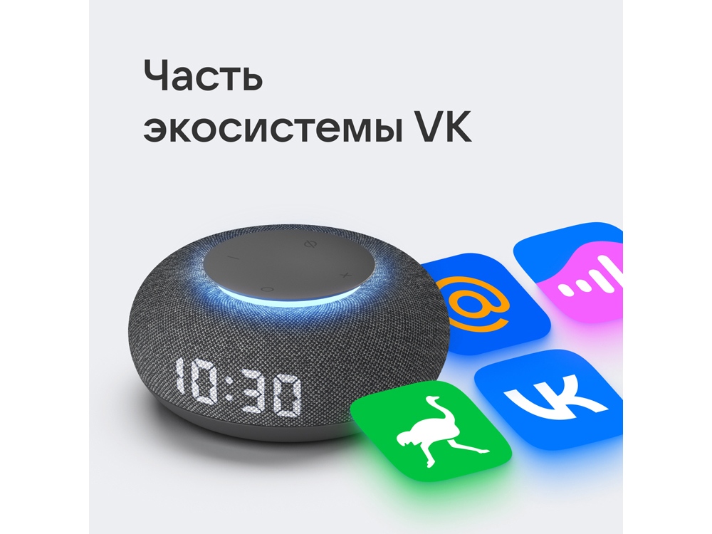 Умная колонка VK Капсула Мини с голосовым помощником Марусей, темный серый-6