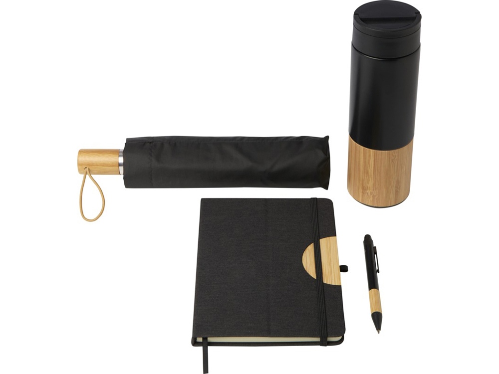 Carmen подарочный набор из блокнота формата А5 в твердой обложке и шариковой ручки - сплошной черный-2